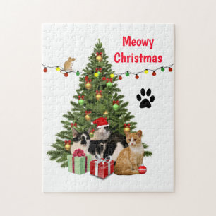 Puzzle Feliz Navidad Gato / Amante de los Gatos