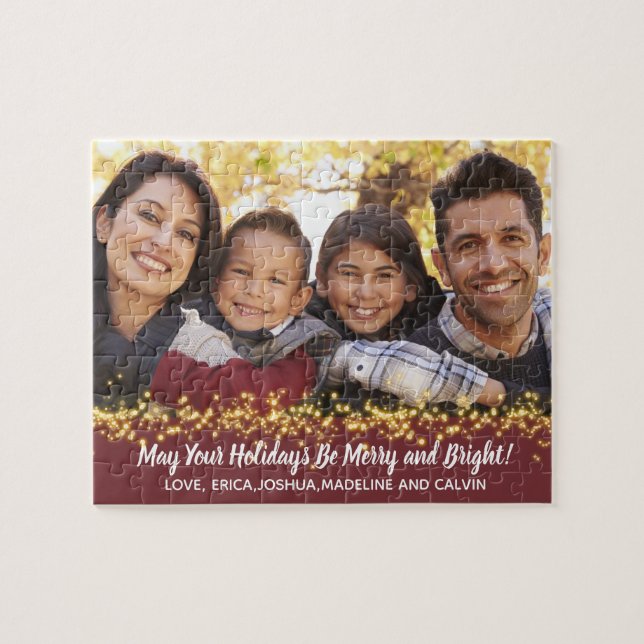 Puzzle Feliz Navidad Holdiay Cheer Foto de la familia Mod (Horizontal)