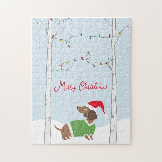 Puzzle Feliz Navidad Invierno Dachshund (Vertical)