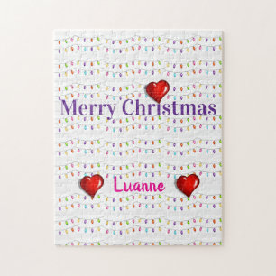 Puzzle Feliz Navidad Luces Brillantes Coloridas