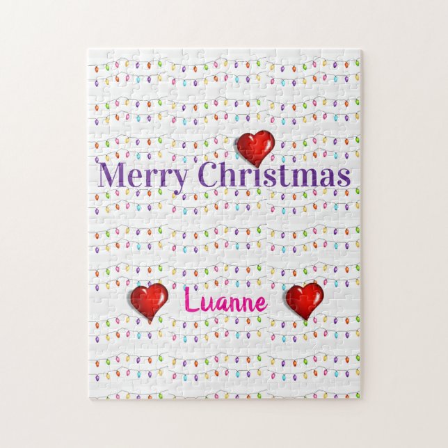 Puzzle Feliz Navidad Luces Brillantes Coloridas  (Vertical)
