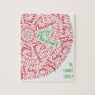 Puzzle Feliz Navidad Mano Leída Mandala Elegante Rojo