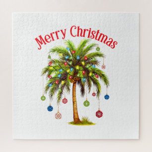Puzzle Feliz Navidad Palm Tree Light Tropical Hawaiano