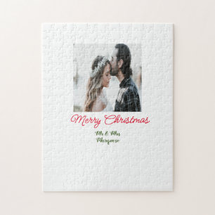Puzzle Feliz Navidad pareja foto añadir nombre feliz navi