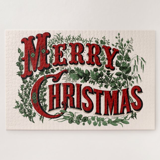 Puzzle Feliz Navidad - Rojo y Verde (Horizontal)