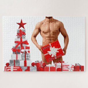 Puzzle Feliz Navidad SlipperyJoe regalo rojo blanco plata