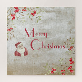 Puzzle "Feliz Navidad" Tipografía acuarela Santa