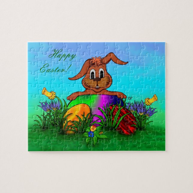 Puzzle ¡Feliz Pascua! Conejo de Pascua (Horizontal)