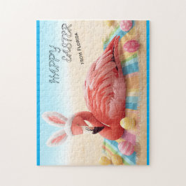 Puzzle Feliz Pascua de Florida Flamingo Bunny en la Playa