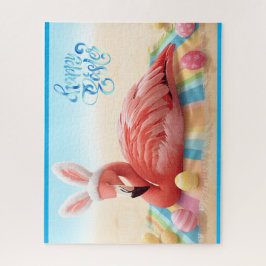Puzzle Feliz Pascua de Florida Flamingo Bunny en la playa