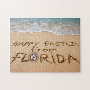 Puzzle Feliz Pascua desde Florida Escrito en la Arena