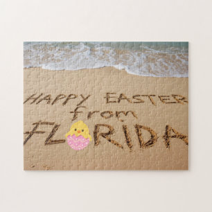 Puzzle Feliz Pascua desde Florida Escrito en la Arena
