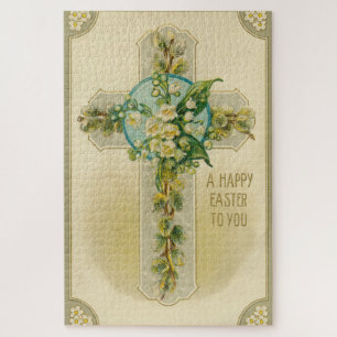 Puzzle Feliz Pascua para ti - Tarjeta postal antigua, 