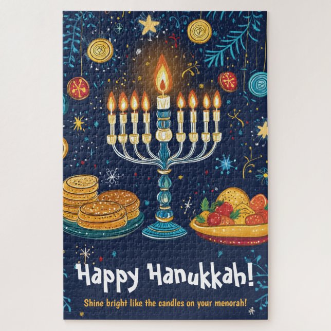 Puzzle Feliz personalizado de Hanukkah (Vertical)