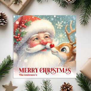 Puzzle Feliz Santa Claus Rudolph Regalo Personalizado par