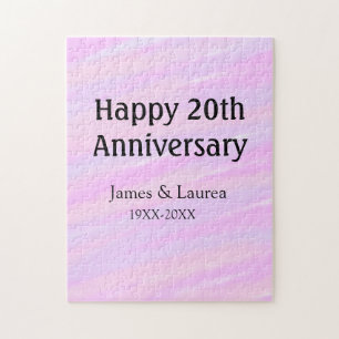 Puzzle Feliz vigésimo aniversario nombre rosa púrpura pas
