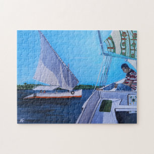 Puzzle Feluccas en el Nilo Pintura por Alfred Fox