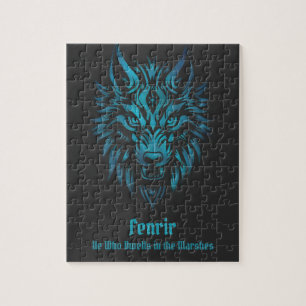 Puzzle Fenir Fenris nordic Wolf face blue