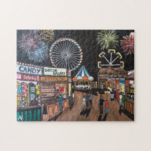 Puzzle Feria de diversiones nocturna Pintura de Alfred Fo