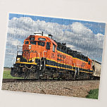 Puzzle Ferrocarril del motor de locomotora diésel naranja<br><div class="desc">Rompecabezas de tren negro diesel loco - mira mi tienda para más grandes regalos de tren</div>