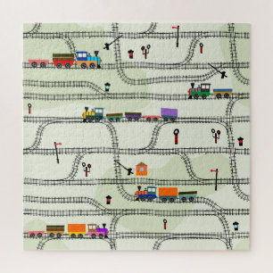 Puzzle Ferrocarril para Niños: Gracioso Patrón Sin Señale