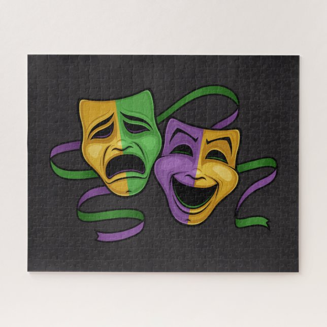 Puzzle Festive Mardi Gras Happy And Sad Theater Masks (Horizontal)