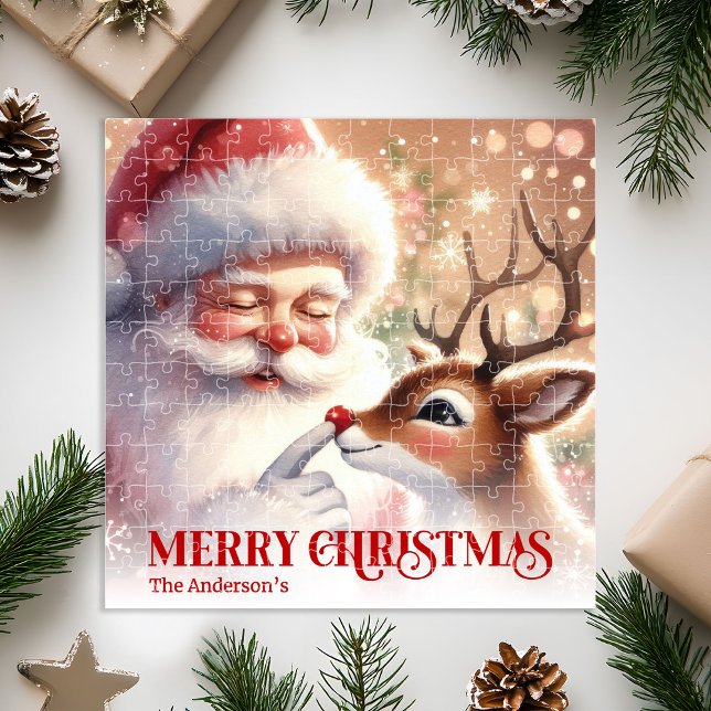 Puzzle Festive Santa Claus Rudolph Personalized Kids Gift (Festive Santa Claus Rudolph Personalized Kids Gift Puzzle

)