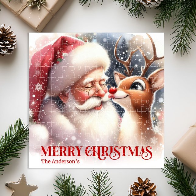 Puzzle Festive Santa Claus Rudolph Personalized Kids Gift (Festive Santa Claus Rudolph Personalized Kids Gift Jigsaw Puzzle

)