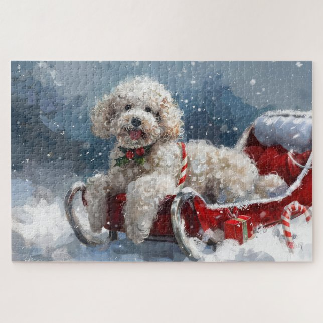 Puzzle Festividad de los Navidades de perro canino (Horizontal)
