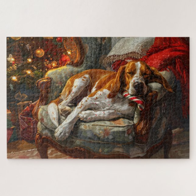 Puzzle Festividad de los Navidades de perros de Foxhound  (Horizontal)