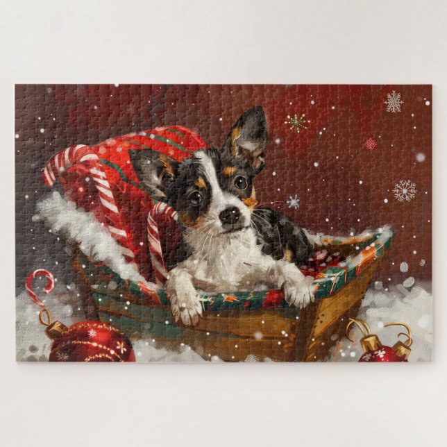 Puzzle Festividad de los Navidades de perros de Rat Terri (Horizontal)