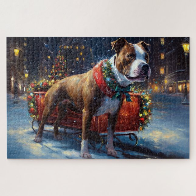 Puzzle Festividad de los Navidades de Staffordshire Bull  (Horizontal)