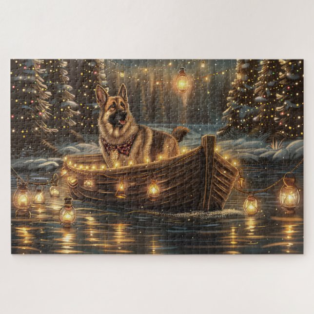 Puzzle Festividad de los Navidades Pastores Alemanes (Horizontal)