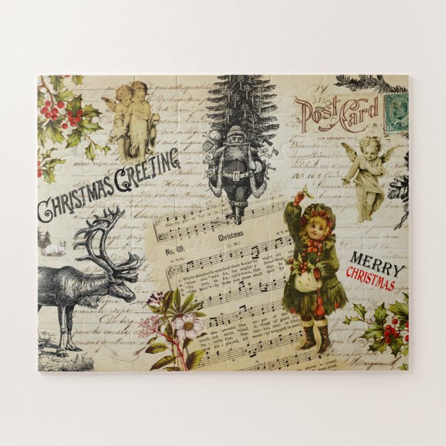 Puzzle Festividad de los Navidades victorianos Santa Deer (Horizontal)