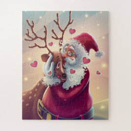 Puzzle Festividad divertida de Papá Noel y de renos