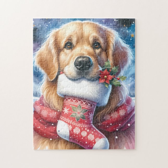 Puzzle Festividad Navidades de vacaciones de perro con re (Vertical)