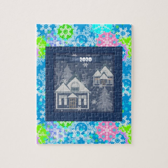 Puzzle Festividades abstractas Feliz Navidad Feliz Año Nu (Vertical)