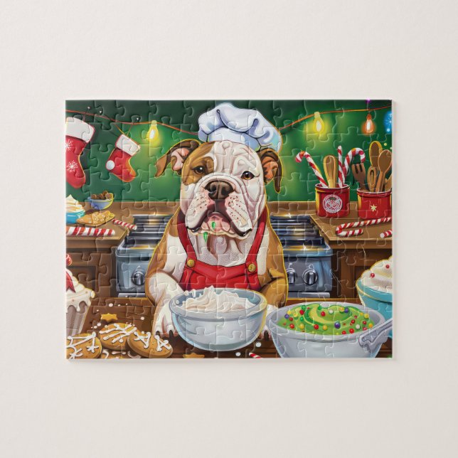 Puzzle Festividades en Bulldog americano: Navidades festi (Horizontal)