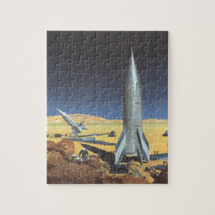 Puzzle Ficción científica vintage planeta desértico con c