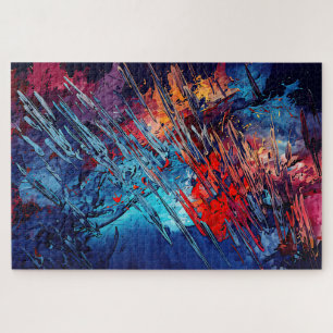 Puzzle Fiery Drin Azul Rojo Azul Arte abstracto contempor