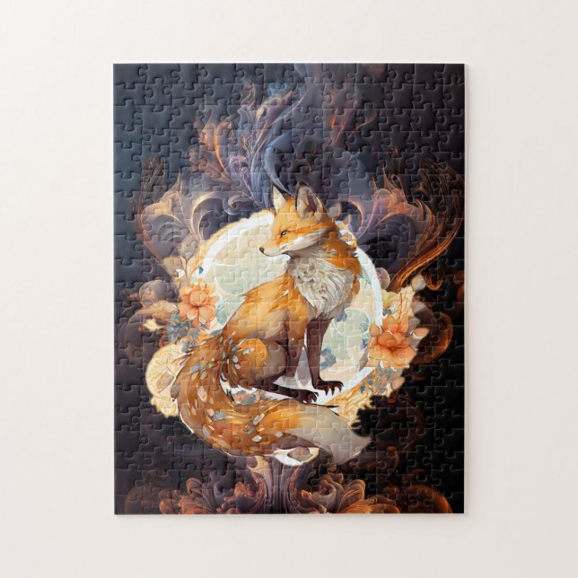 Puzzle Fiery Floral Fox (Vertical)
