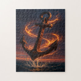 Puzzle Fiery Rustic Anchor – Nautical Fantasy Wall Art