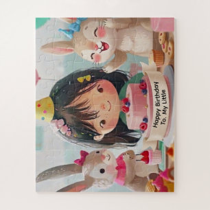 Puzzle Fiesta de Cumpleaños de Niña con Conejitos Adorabl