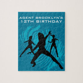Puzzle Fiesta de espionaje de chicas Huella dactilar teal