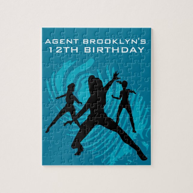 Puzzle Fiesta de espionaje de chicas Huella dactilar teal (Vertical)