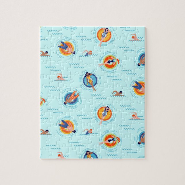 Puzzle Fiesta de la piscina de verano divertido al sol (Vertical)