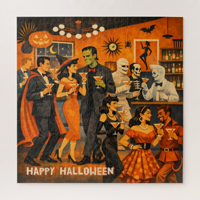 Puzzle Fiesta de Martini de Halloween Moderno de Mitad de (Vertical)