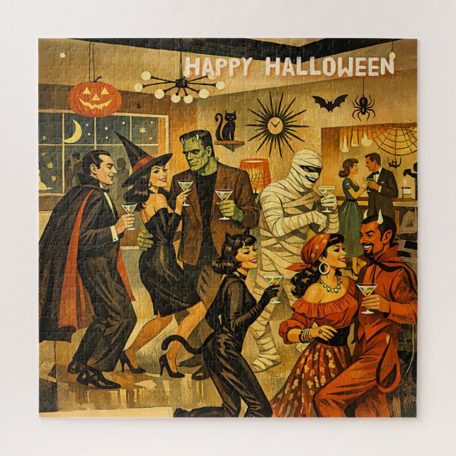 Puzzle Fiesta de Martini de Halloween Retro de la Mitad d (Vertical)