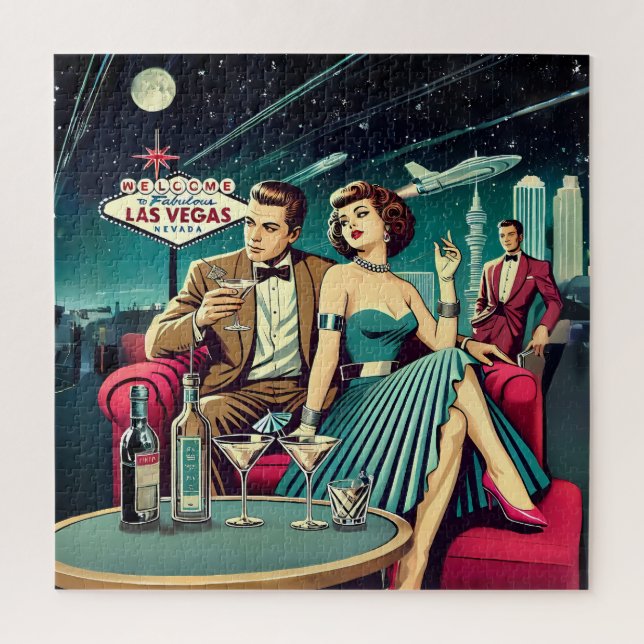 Puzzle Fiesta de Martini de la Era Espacial Las Vegas (Vertical)