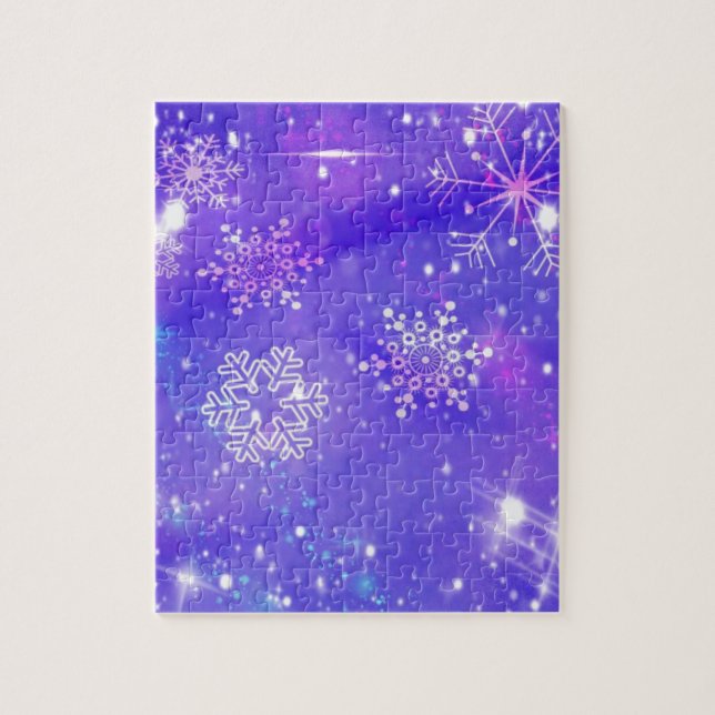 Puzzle Fiesta de Navidades de Estrellas de Snowflake Purp (Vertical)